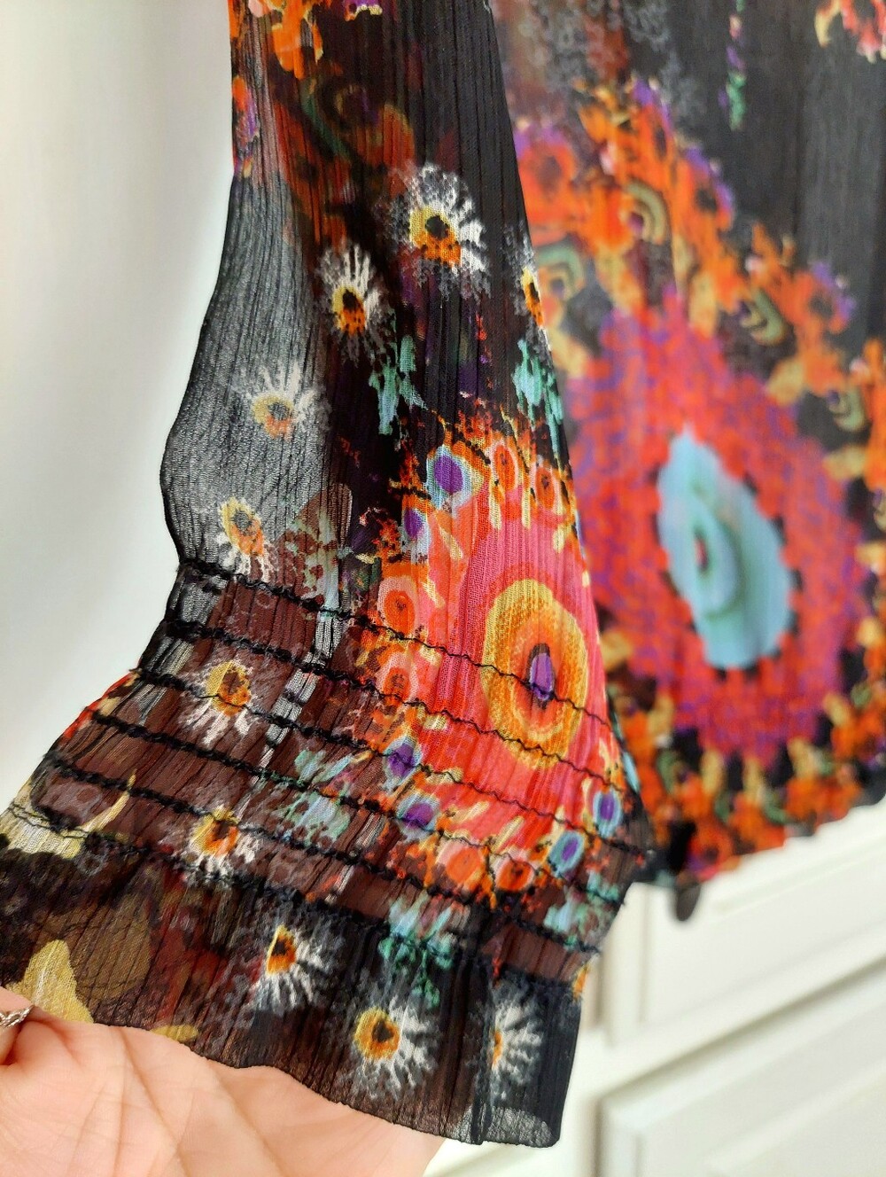 Desigual Semi-Sheer Mandala Print Chiffon Tunic Blouse Size M/L - Picture 6 of 13